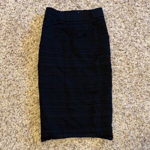 Babaton Black Textured Pencil Skirt